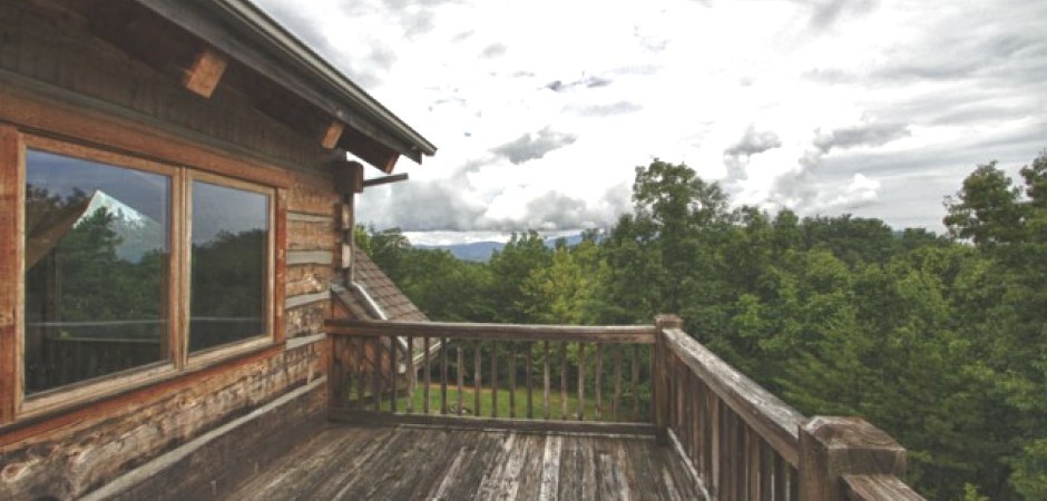 This secluded log cabin sits on top...